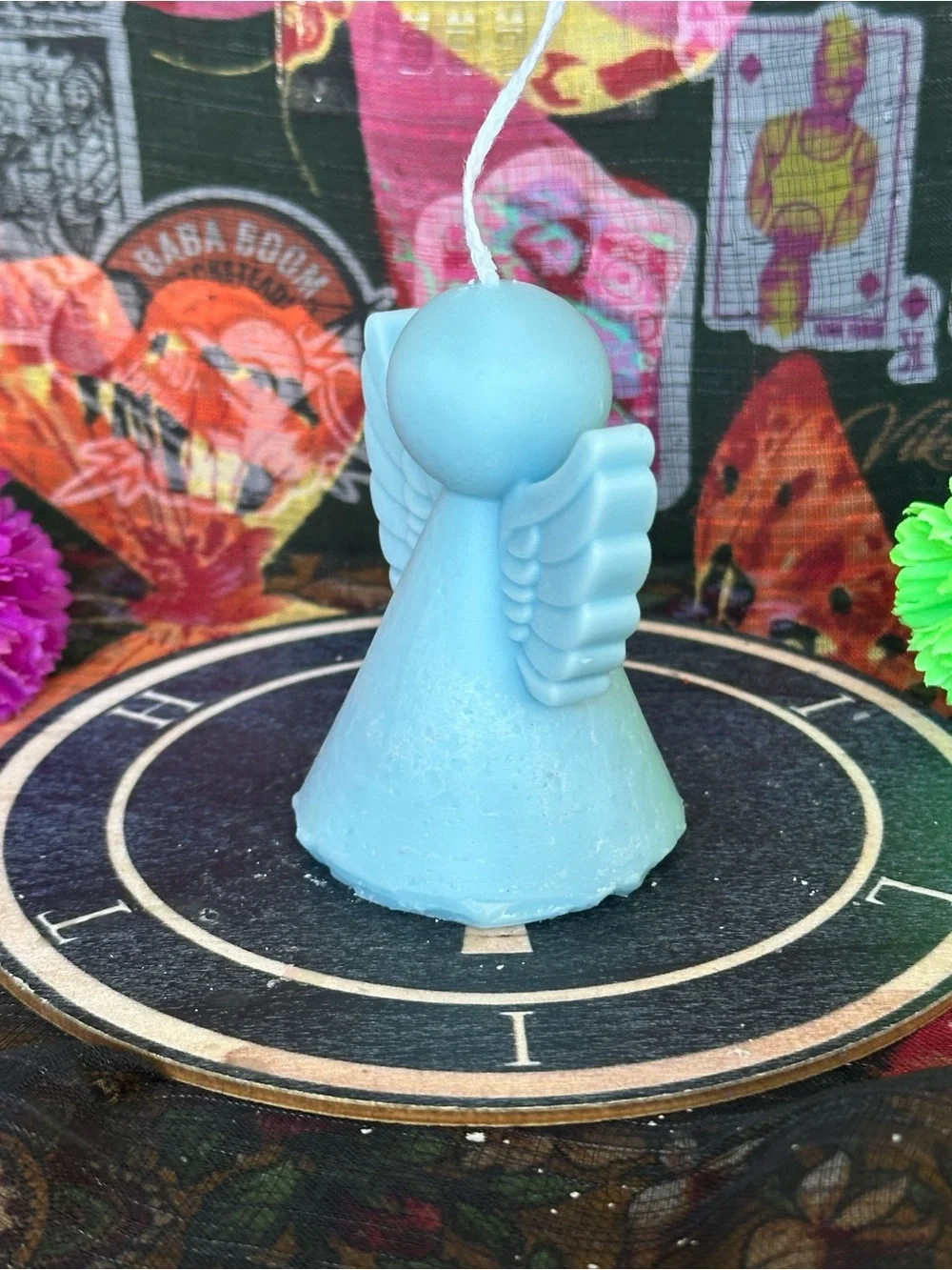 Handmade Blue Angel Candle – Winged Guardian Figure